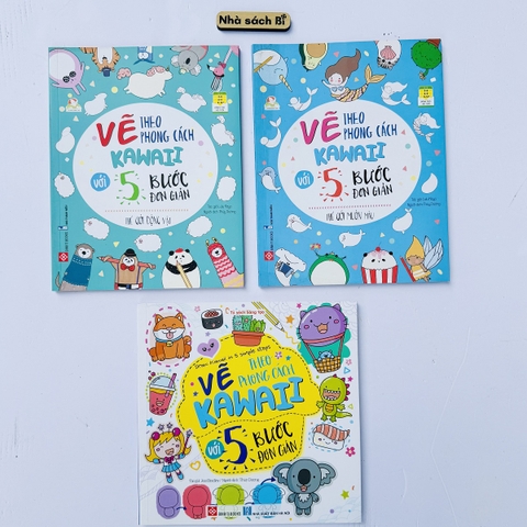 Combo 3 cuốn Vẽ Kawaii Thế Giới Động Vật - và Thế Giới Muôn Mau - Vẽ theo phong cách Kawaii với 5 bước đơn giản - Sách Đinh Tị