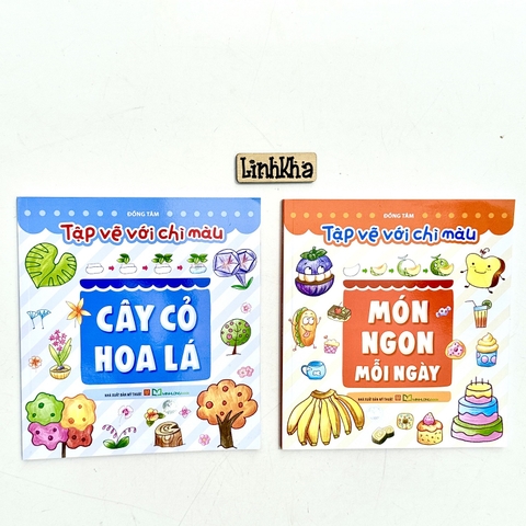 Combo 2B cuốn Sách Tập vẽ với chì màu - Cây cỏ hoa lá, Món ngon mỗi ngày - Minh Long Books