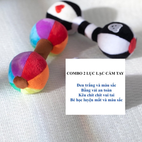 Combo 2 cái lục lạc 2 đầu bằng vải đen trắng và màu sắc - pipovietnam