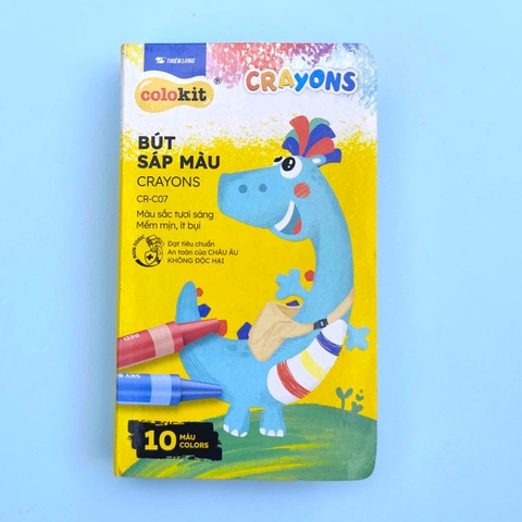 Bút sáp màu crayons 10 màu hộp nhựa nắp gập - CR-C07 10 màu - colokit Thiên Long