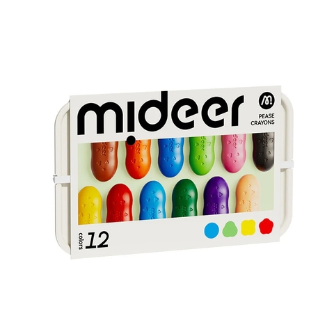Bộ 12 Bút Màu Hữu Cơ Làm Bằng Sáp Ong Hình Hạt Đậu - Mideer Peas Crayons - 12 Colors