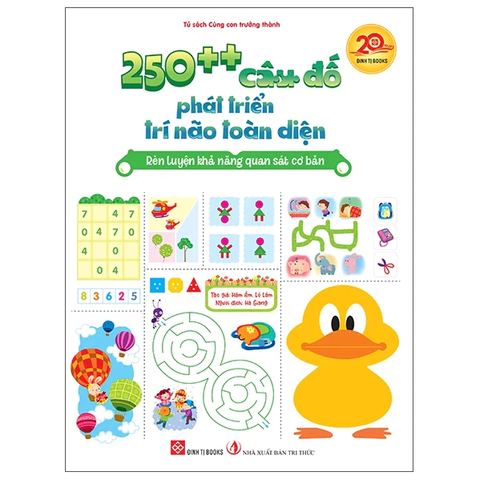 Sách Rèn luyện khả năng quan sát cơ bản - 250++ câu đố phát triển trí não toàn diện cho trẻ 3 4 5 6 tuổi - Đinh Tị