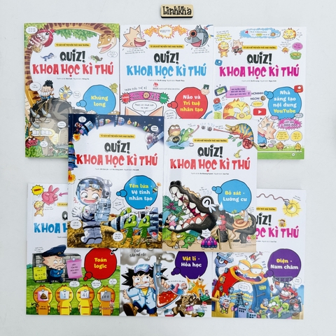 Combo 8 cuốn Quiz Tên lửa - Vệ tinh nhân tạo, Nhà sáng tạo nội dung YouTube, Não và trí tuệ nhân tạo, Điện - Nam châm, Khủng long, Toán logic, Vật lí - Hóa học, Bò sát - Lưỡng cư - Quiz! Khoa học kì thú - Sách tranh thiếu nhi từ 6 tuổi - Kim Đồng