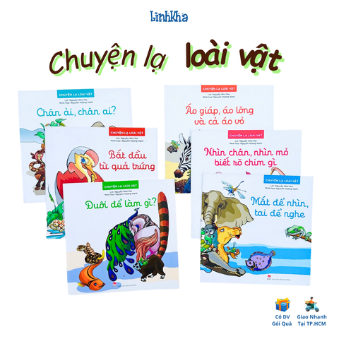 Sách Tranh Chuyện Lạ Loài Vật - Bộ 8 cuốn - Đuôi làm gì, chân ải chân ai, có cánh thì bay, mắt để nhìn, đem sừng đọ răng - Kim Đồng
