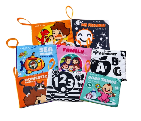 Combo Trọn Bộ 8 Cuốn Sách Vải Sơ Sinh 11x12cm Lalalal Baby