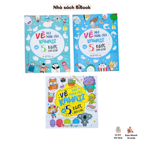 Combo 3 cuốn Vẽ Kawaii Thế Giới Động Vật - và Thế Giới Muôn Mau - Vẽ theo phong cách Kawaii với 5 bước đơn giản Đinh Tị