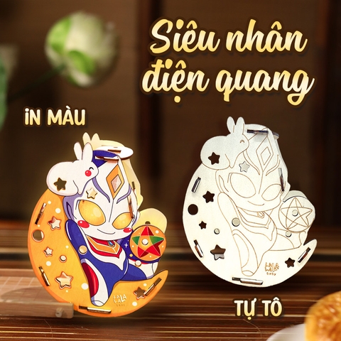 Lồng Đèn Gỗ Trung Thu Mẫu Mới 2024 Lalamoon - Bộ Kit DIY Tự Vẽ và Làm Đèn Trông Trăng - Lalala Baby