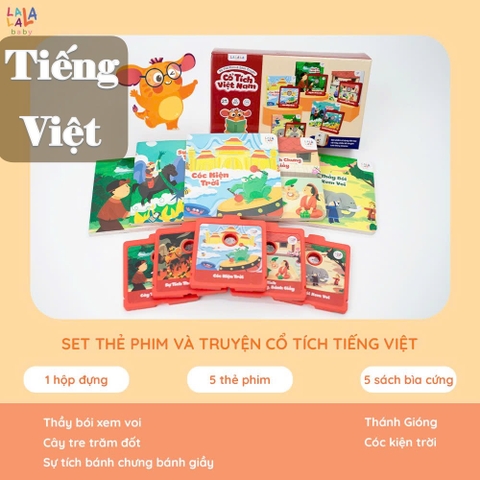 (Việt) Bộ set 5 thẻ phim và truyện tiếng Việt - dùng cho máy chiếu kể chuyện lala story cinema