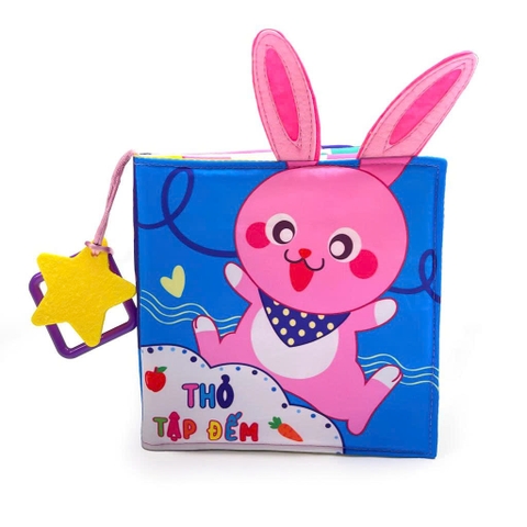 Sách vải Thỏ tập đếm - có chi tiết tương tác, an toàn dễ giặt vệ sinh cho bé - size cơ bản 15x15 - pipovietnam