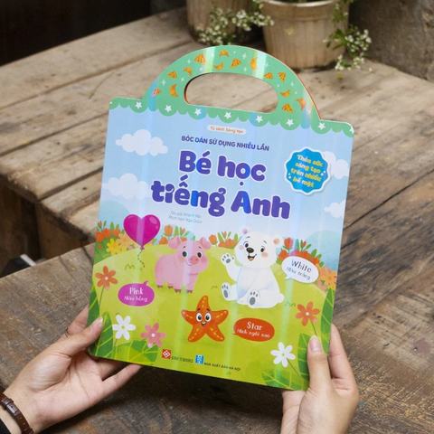 Sách Bé học tiếng Anh (Thỏa sức sáng tạo trên nhiều bề mặt) Bóc dán sticker thạch dẻo sử dụng nhiều lần - Đinh Tị
