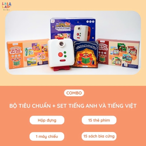 Combo máy chiếu Lala + Set truyện Tiếng Anh + Set truyện Tiếng Việt