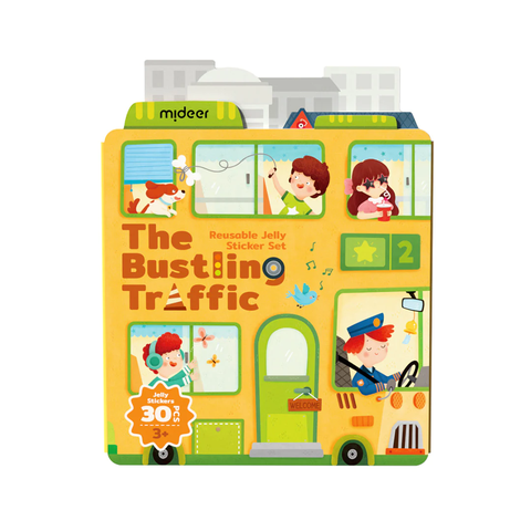 Giao Thông - Bộ Sticker jelly thạch mềm dẻo dán được nhiều lần mideer (30 stickers)