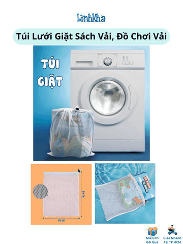 Túi lưới dây rút giặt sách, đồ chơi vải