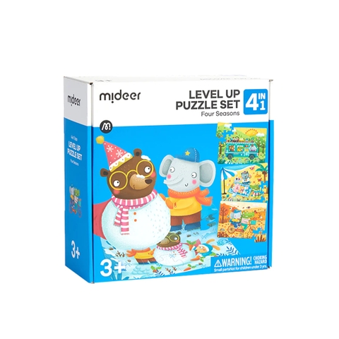 Đồ Chơi Xếp Hình Ghép Tranh Mideer Puzzle 4 in 1: Season Mideer - Bộ gồm 4 hộp nhỏ gồm 12-16-24-35 mảnh