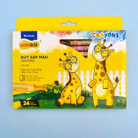 Bút sáp màu crayons 24 màu hộp giấy - CR-C09 24 màu - colokit Thiên Long
