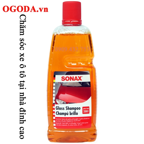 Nước rửa xe Sonax, nước rửa xe ô tô đậm đặc 1000 ml màu vàng cao cấp- Sonax Gloss Shampoo Concentrate
