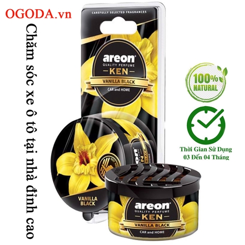 Sáp thơm ô tô areon sáp thơm areon tinh dầu thiên nhiên hương ngọt ngào - Areon Ken Vanilla Black ( Ngọt Ngào & The Mát )