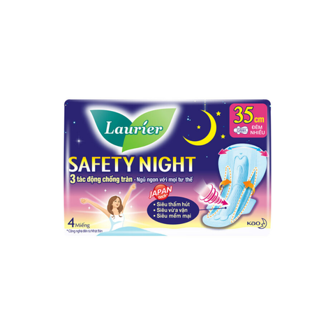 Băng Vệ Sinh Laurier Safety Night Ban Đêm 35cm 4 Miếng