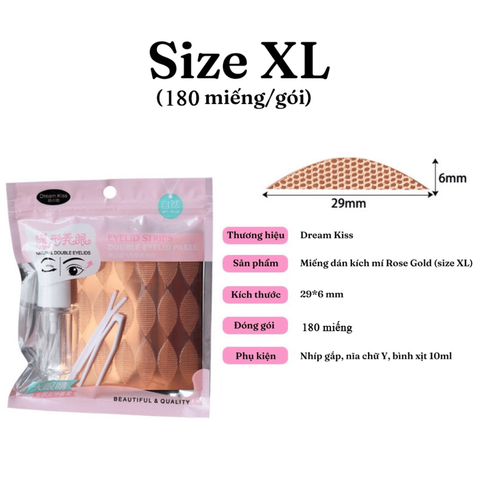 Dream Kiss Miếng Dán Kích Mí Lưới Không Cần Keo Kèm Bình Xịt 360m #XL