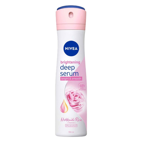 Nivea Xịt Khử Mùi 48h Brightening Deep Serum 150ml - Hokkaido Rose