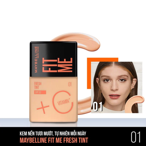 BMT 8/2026 - Maybelline Kem Nền Fit Me Fresh Tint C SPF50 PA+++ 30ml - 01