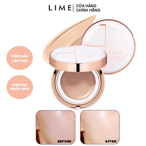 Lime Phấn Nước Kiềm Dầu Real Cover Pink Cushion SPF50  - N20
