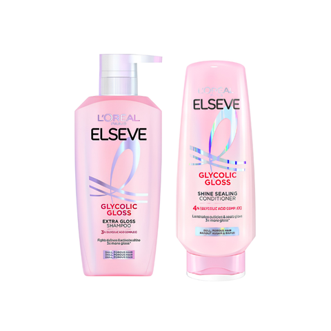 L'oreal Set Gội - Xả Glycolic Gloss 400ml (Hồng)