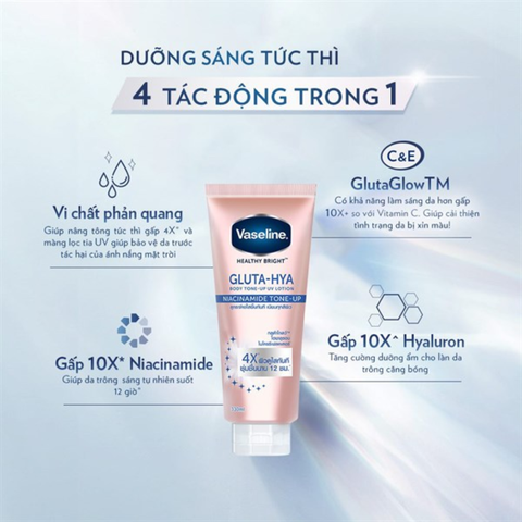 Vaseline Dưỡng Thể 4x Gluta-Hya Niacinamide Tone-Up 300ml