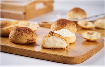 Chewy Choux with Custard Cream
