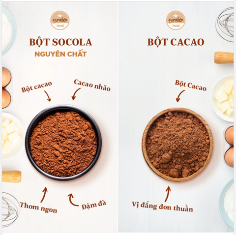 Sự Khác Biệt Giữa Bột Socola Nguyên Chất Và Bột Cacao
