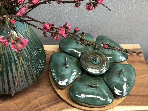 Bộ khay mứt hỏa biến bông hoa NT