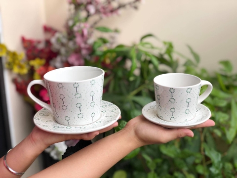 IK bộ cafe decal xanh lá S1