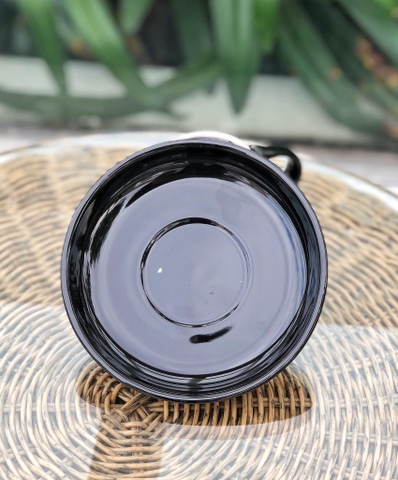 HN Đĩa lót tách capu đen lòng nâu P14