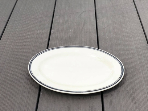 Đĩa oval men kem viền màu BH 25