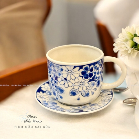 Bộ ly méo 400ml + đĩa vẽ NM