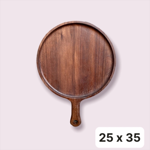 Khay gỗ óc chó tay cầm tròn 25x35