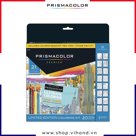 Bộ bút chì màu Prismacolor Premier Soft Core Adult Coloring Book Kit - 21 Màu (Hộp giấy)
