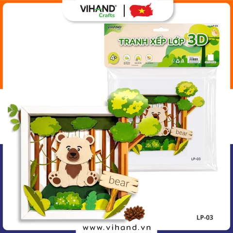 Bộ Kit DIY Tranh xếp lớp 3D Bear sáng tạo cho bé (LP-03)