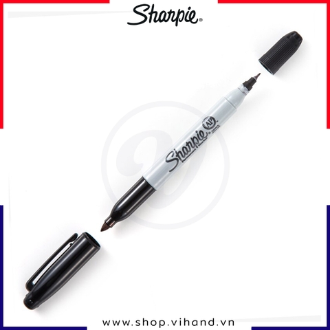 Bút lông dầu 2 ngòi (Fine/Ultra) Sharpie Twin Tip - Màu Đen (Black)