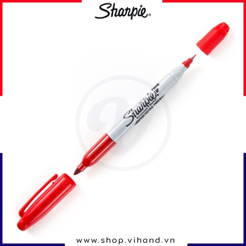 Bút lông dầu 2 ngòi (Fine/Ultra) Sharpie Twin Tip - Màu Đỏ (Red)