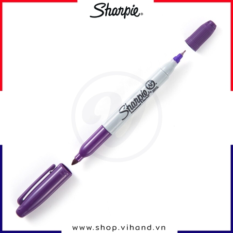 Bút lông dầu 2 ngòi (Fine/Ultra) Sharpie Twin Tip - Màu Tím (Purple)