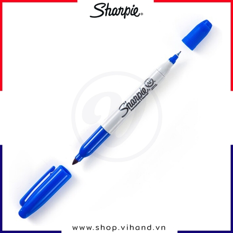 Bút lông dầu 2 ngòi (Fine/Ultra) Sharpie Twin Tip - Màu Xanh dương (Blue)