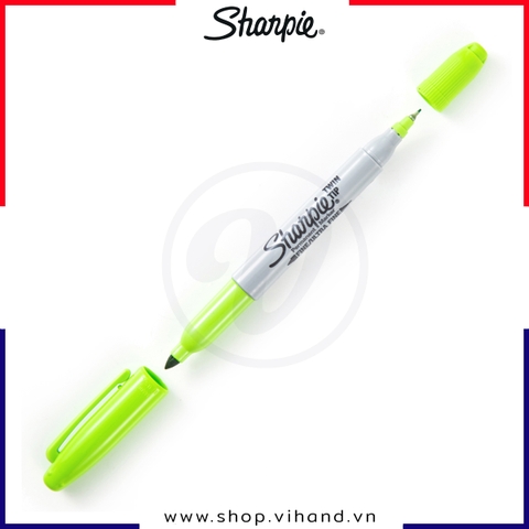 Bút lông dầu 2 ngòi (Fine/Ultra) Sharpie Twin Tip - Xanh lá mạ (Lime green)