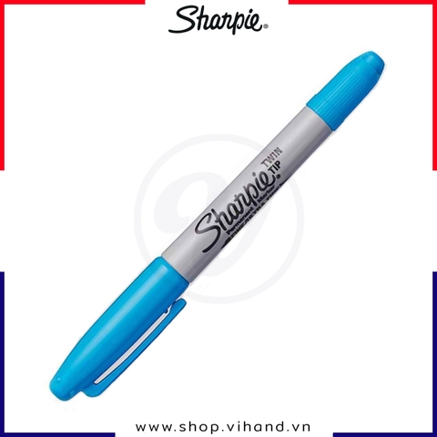 Bút lông dầu 2 ngòi (Fine/Ultra) Sharpie Twin Tip - Xanh lơ (Turquoise)