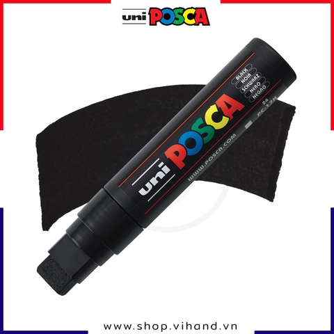 Bút sơn vẽ đa chất liệu Uni Posca Paint Marker PC-17K Chisel - Black (Đen)