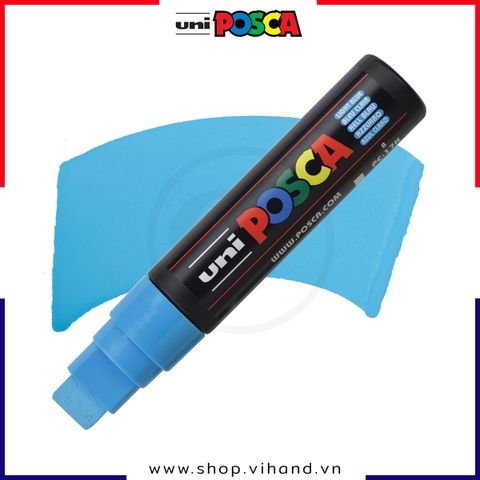 Bút sơn vẽ đa chất liệu Uni Posca Paint Marker PC-17K Chisel - Light Blue