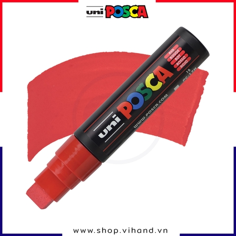 Bút sơn vẽ đa chất liệu Uni Posca Paint Marker PC-17K Chisel - Red (Đỏ)