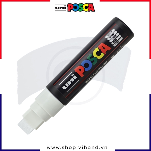 Bút sơn vẽ đa chất liệu Uni Posca Paint Marker PC-17K Chisel - White (Trắng)