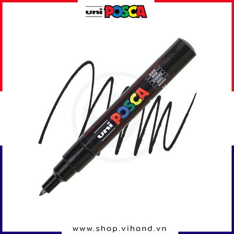 Bút sơn vẽ đa chất liệu Uni Posca Paint Marker PC-1M Extra Fine - Black (Màu đen)