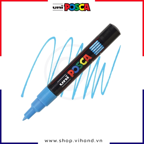 Bút sơn vẽ đa chất liệu Uni Posca Paint Marker PC-1M Extra Fine - Light Blue